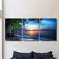 3pcs Vibrant Beach Scene with Palm Tree Metal Print Ready to Hang Art