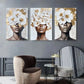 3pcs Elegant Floral Crown Woman Portrait Metal Print Ready to Hang Art
