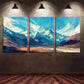 3pcs Abstract Distant Snow-Capped Peaks Metal Print Ready to Hang Art