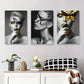 3pcs Black and White Butterfly Makeup Metal Print Ready to Hang Art