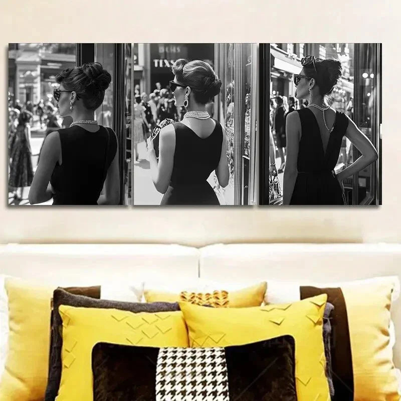 3pcs Very fashionable girl Art Painting Metal Print Ready to Hang Art