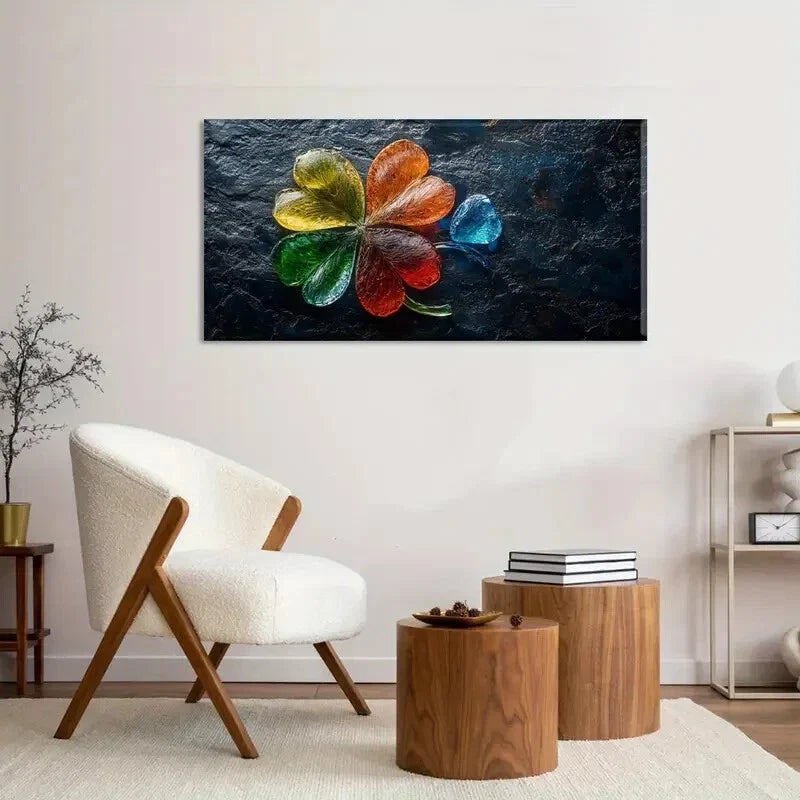 Leaves Vibrant Minimalist Deco Wall Art Canvas Office Home Room Framed 120x60cm