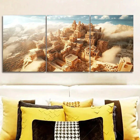 3pcs Ancient city photo (3) Wall Art Set Canvas Framed 40x60cm - High Quality Print 100% Australian Made Wall Canvas Ready to Hang