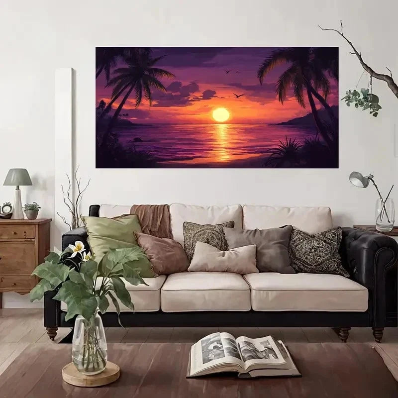 Vibrant Sunset Design Modern Wall Art Canvas Office Home Room Framed 120x60cm