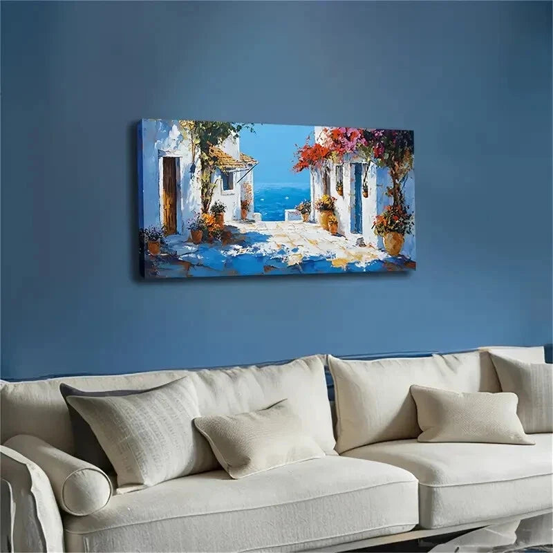 Romantic Seaside White Flower Wall Art Canvas Office Home Room Framed 120x60cm