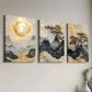 3pcs Chinese Luxury Points Golden Mountain Wall Art Set Canvas Framed 40x60cm - High Quality Print 100% Australian Made Wall Canvas Ready to Hang