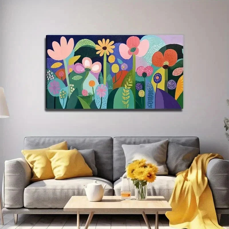 Beautiful Flowers Perfect Wall Art Canvas Office Home Room Framed 80x45cm