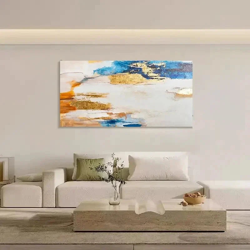 Golden Abstract Cloth Wall Art Canvas Office Home Room Framed 120x60cm