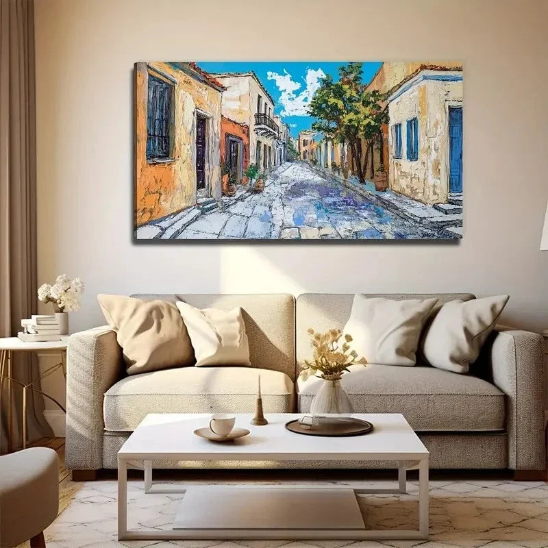 Abstract Old Street Perfect Wall Art Canvas Office Home Room Framed 80x45cm