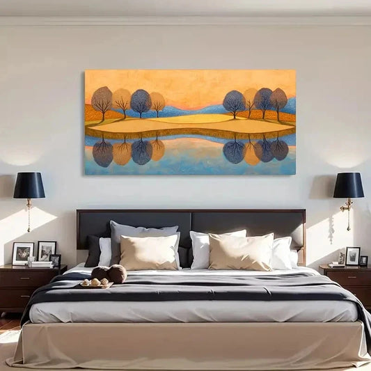 Abstract Trees Geometric Wall Art Canvas Office Home Room Framed 120x60cm