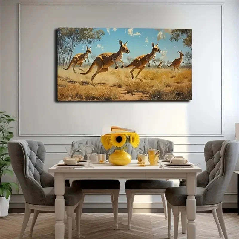 Australian Kangaroo Décor Style Wall Art Canvas Office Home Room Framed 120x60cm