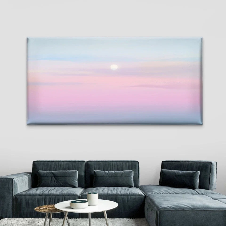 Sunset Background Pastel Sky Wall Art Canvas Office Home Room Framed 120x60cm