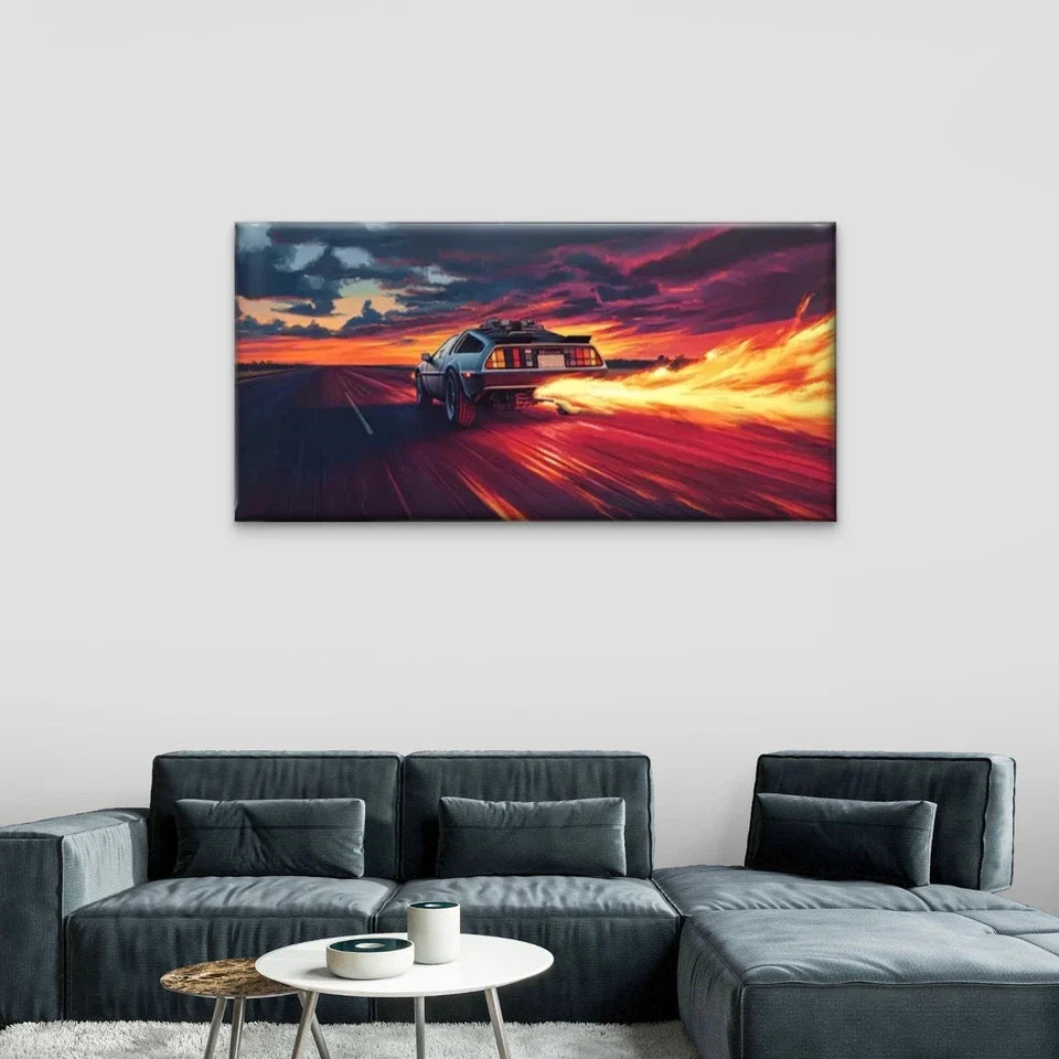 Car Dramatic Cloud Perfect Wall Art Canvas Office Home Room Framed 80x45cm
