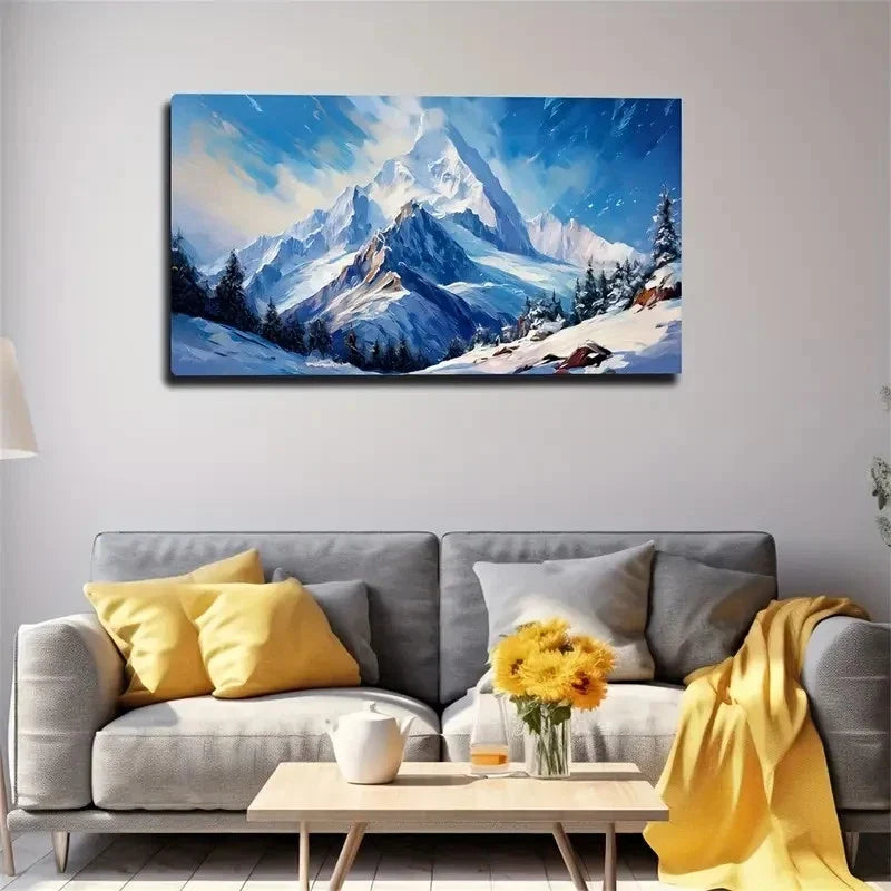 Large Snow Mountain Modern Wall Art Canvas Office Home Room Framed 120x60cm