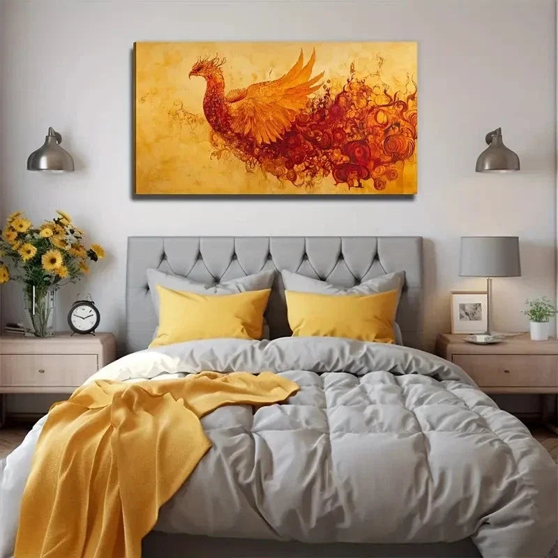 A Phoenix Bird Wall Art Canvas Office Home Room Framed 120x60cm