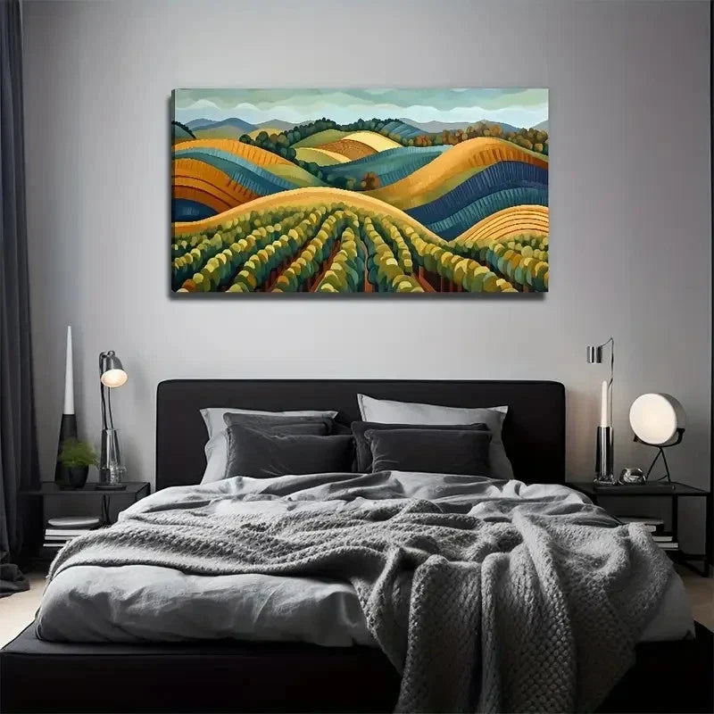 Abstract Vineyard Nature Wall Art Canvas Office Home Room Framed 120x60cm