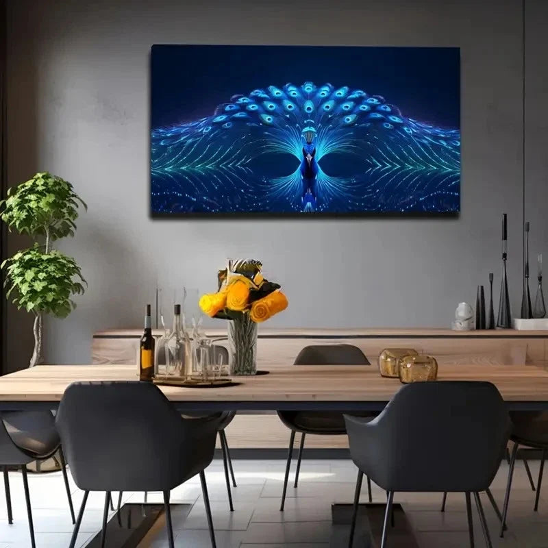 Displaying Vibrant Blue Color Wall Art Canvas Office Home Room Framed 120x60cm