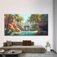 Tropical Island Style Landscape Wall Art Canvas Office Home Room Framed 80x45cm