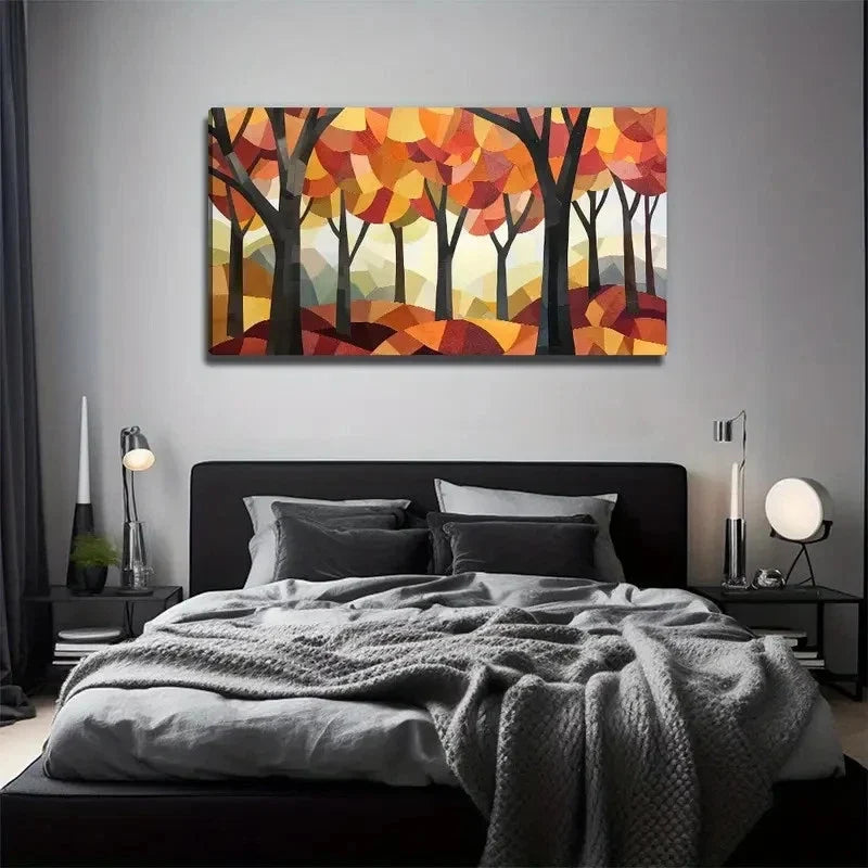 Modern Abstract Forest Nature Wall Art Canvas Office Home Room Framed 120x60cm