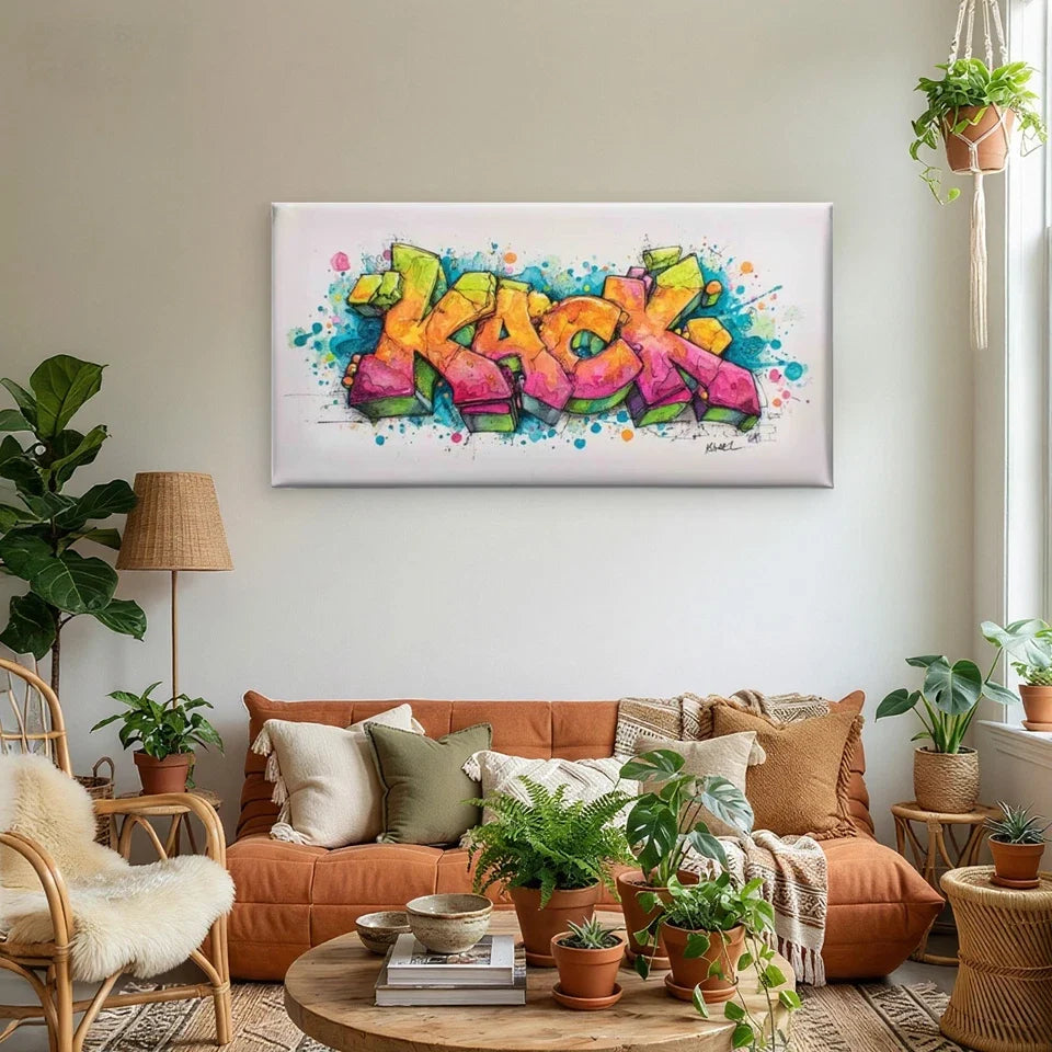 Colorful Street Art Splash Wall Art Canvas Office Home Room Framed 120x60cm