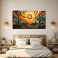 Vibrant Desert Sunset Cactus Wall Art Canvas Office Home Room Framed 120x60cm