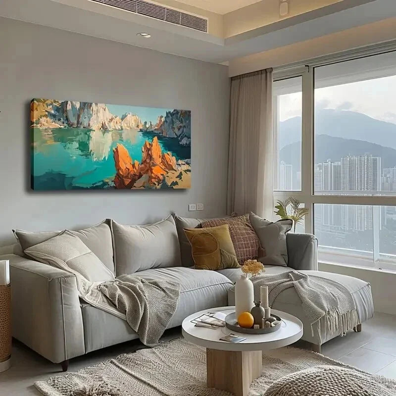 Azure Blue Seascape Diverse Wall Art Canvas Office Home Room Framed 120x60cm