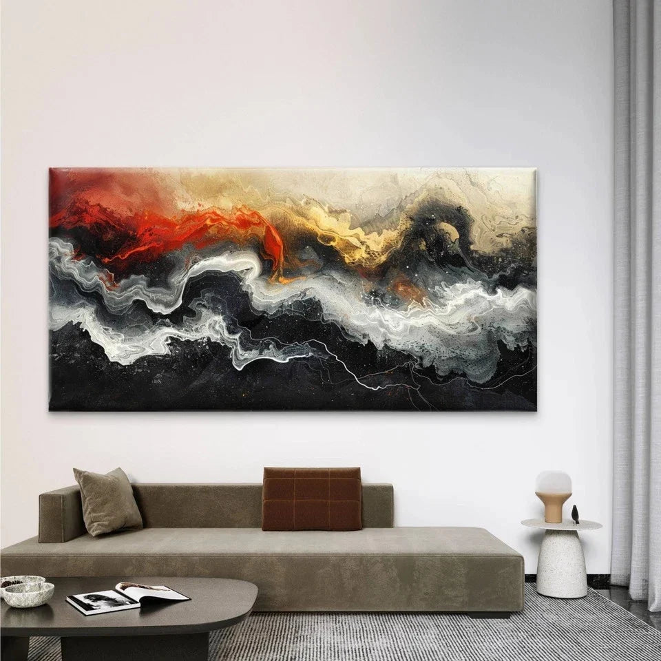 Abstract Vibrant Color Waves Wall Art Canvas Office Home Room Framed 120x60cm