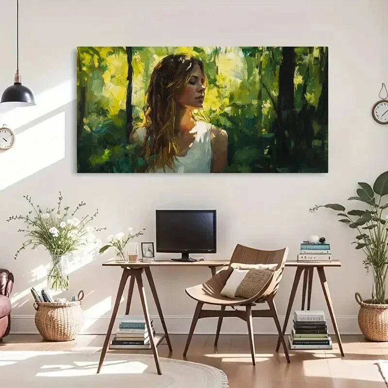 Nature-Inspired Forest Greenery Wall Art Canvas Office Home Room Framed 120x60cm