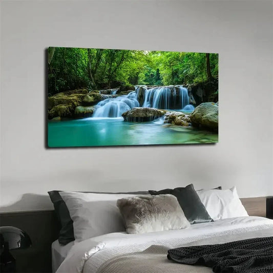 Waterfall Scenery Natural Wall Art canvas office home room framed 120x60cm