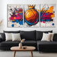 3pcs Basketball Crown Graffiti Sport Perfect Wall Art Set Canvas Framed 40x60cm - High Quality Print 100% Australian Made Wall Canvas Ready to Hang