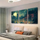 3pcs Glowing Fireflies & Asian Pagoda Design   Wall Art Set Canvas Framed 40x60cm - High Quality Print 100% Australian Made Wall Canvas Ready to Hang