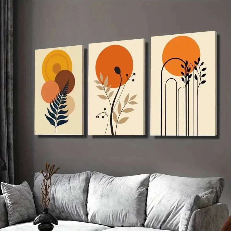 3pcs Modern Abstract Boho Style Paintings Wall Art Set Canvas Framed 40x60cm - High Quality Print 100% Australian Made Wall Canvas Ready to Hang