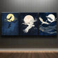 3pcs Cranes Fly Under the Moon Nature Perfect Wall Art Set Canvas Framed 40x60cm - High Quality Print 100% Australian Made Wall Canvas Ready to Hang