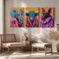 3pcs Colorful Animal Fashion Maximalist Metal Print Ready to Hang Art