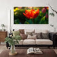 Red Orange Tulip Green Foliage Wall Art Canvas Office Home Room Framed 80x45cm