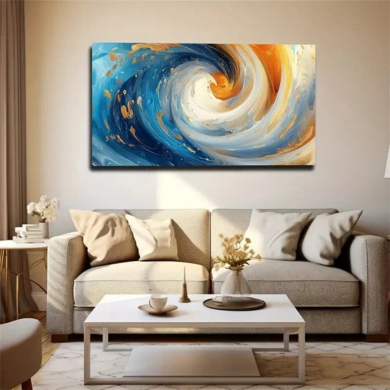 Colorful Swirl Design Vibrant Wall Art Canvas Office Home Room Framed 120x60cm
