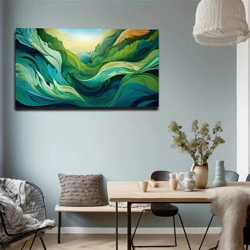 Changing Green Forest Wall Art Canvas Office Home Room Framed 120x60cm