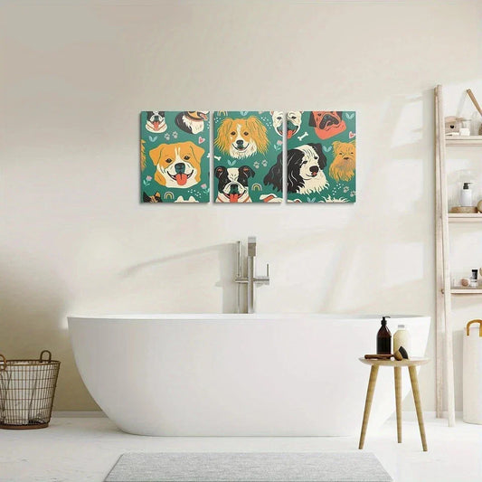 3pcs Cute Dog Puppy Animal Mural Metal Print Ready to Hang Art