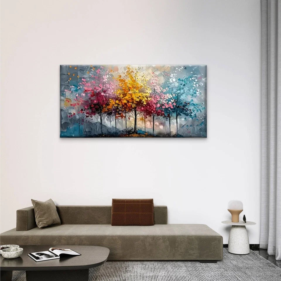 Abstract Trees Colorful Wall Art Canvas Office Home Room Framed 120x60cm