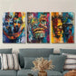 3pcs Abstract Masks Vibrant African Face Wall Art Set Canvas Framed 40x60cm - High Quality Print 100% Australian Made Wall Canvas Ready to Hang