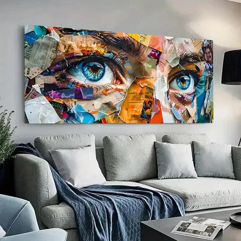 Modern Collage Eye Color Wall Art Canvas Office Home Room Framed 120x60cm