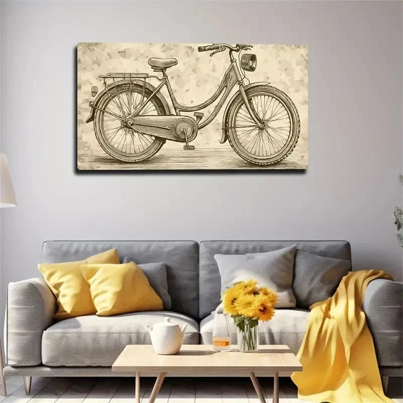 Vintage Bicycle Wall Art Canvas Office Home Room Framed 80x45cm