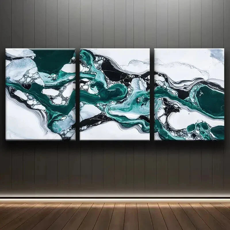 3pcs Antarctic Ice Shelf Nature Green Perfect Wall Art Set Canvas Framed 40x60cm - High Quality Print 100% Australian Made Wall Canvas Ready to Hang