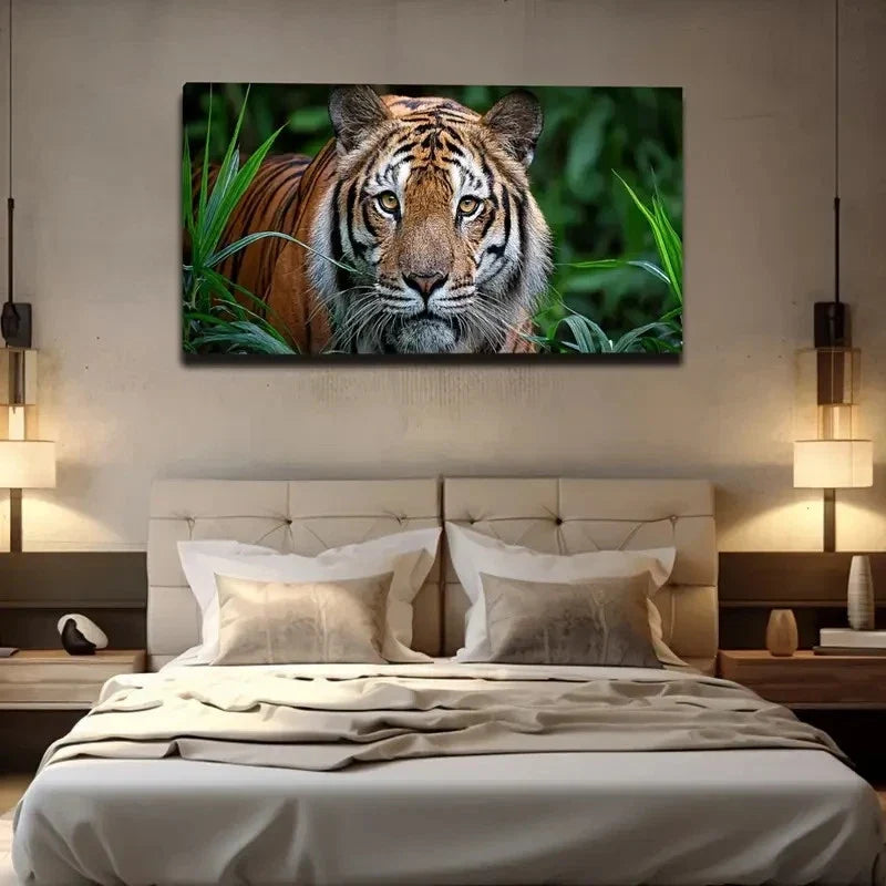 Vibrant Tiger Wall Art Canvas Office Home Room Framed 80x45cm