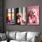 3pcs Charming Pink Teddy Bear Romantic Sunset Wall Art Set Canvas Framed 40x60cm - High Quality Print 100% Australian Made Wall Canvas Ready to Hang