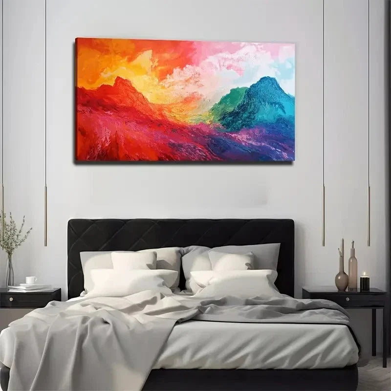 Color Mountain Suitable Wall Art Canvas Office Home Room Framed 120x60cm