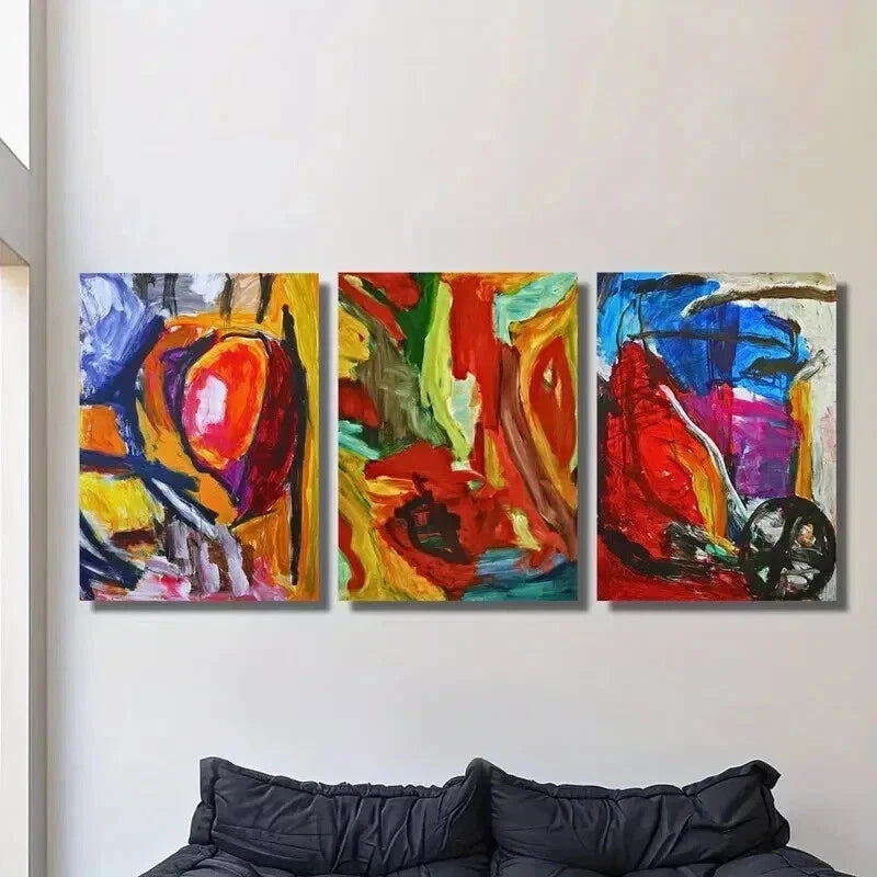 3pcs Bold Colorful Graffiti Style Painting Wall Art Set Canvas Framed 40x60cm - High Quality Print 100% Australian Made Wall Canvas Ready to Hang