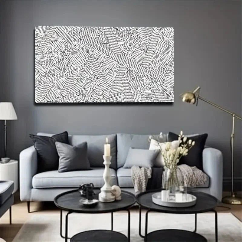 Black White Textured Landscape Wall Art Canvas Office Home Room Framed 120x60cm