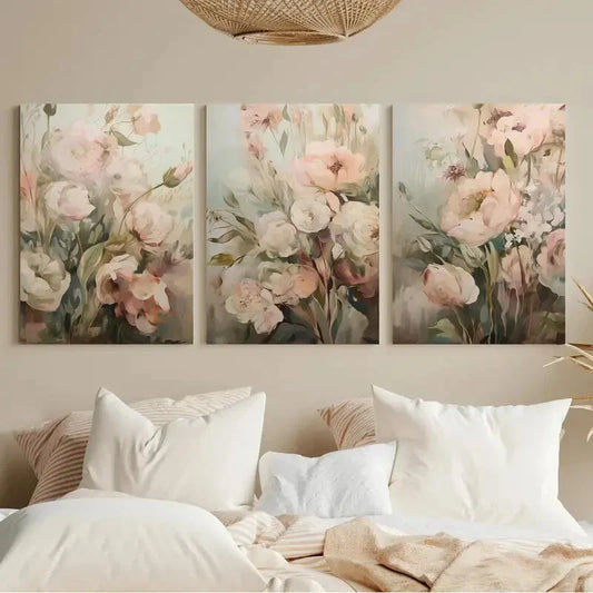 3pcs Modern Minimalist Featuring a Floral Design Metal Print Ready to Hang Art