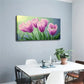 Realistic Purple Tulips Brush Wall Art Canvas Office Home Room Framed 120x60cm